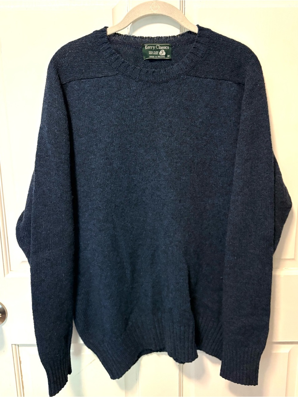 Kerry Classics Irish 100% wool navy blue knit crewneck men’s sweater m medium